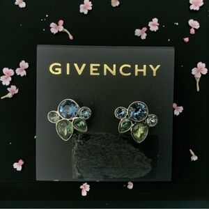 Givenchy Sapphire and Emerald Crystal Earrings